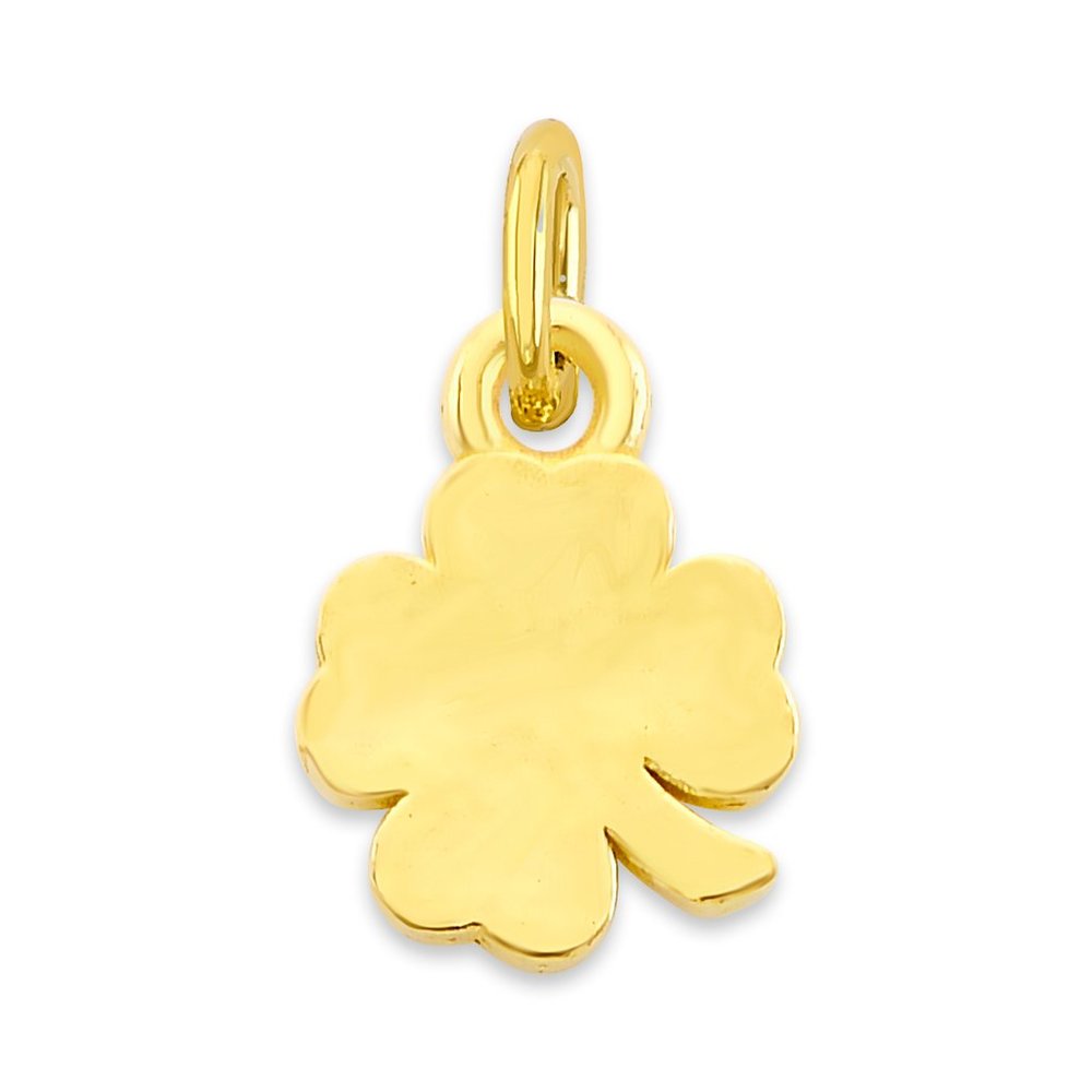Solid 14k Gold Clover Charm - Tiny Cute Good Luck Charm
